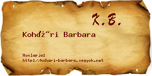 Kohári Barbara névjegykártya