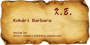Kohári Barbara névjegykártya